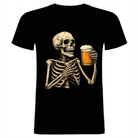 Koszulka bawełniana kościotrup z piwem L