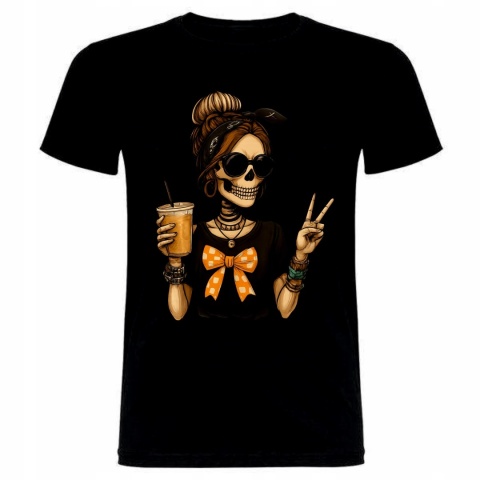Koszulka kościotrup kobieta z drinkiem L
