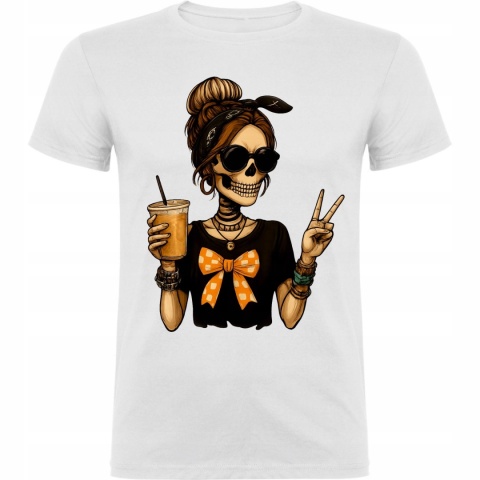 Koszulka kościotrup kobieta z drinkiem L
