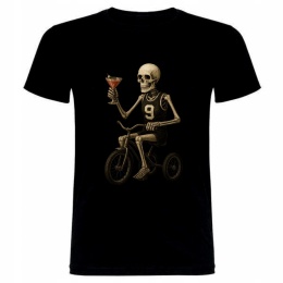 Koszulka kościotrup na rowerku z drinkiem L