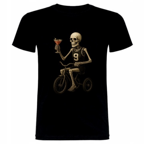 Koszulka kościotrup na rowerku z drinkiem L